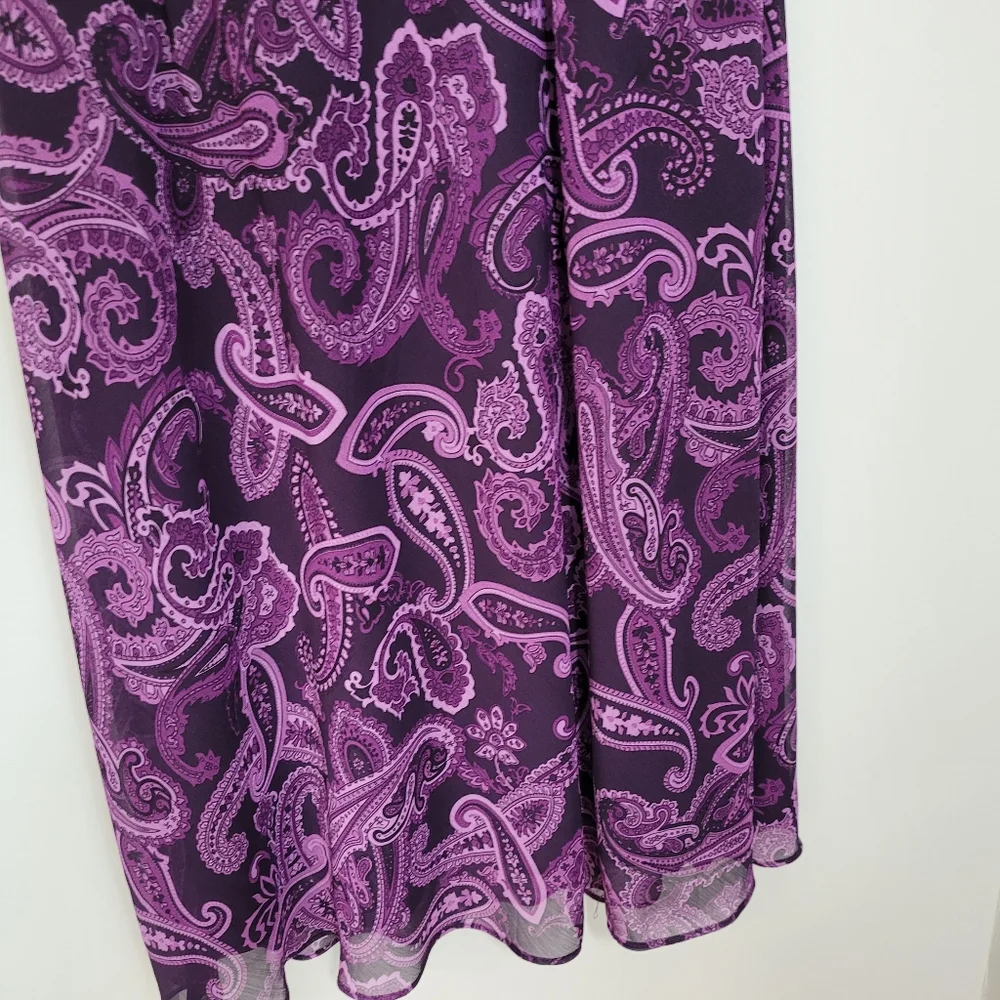 Studio I Paisley Sleeveless Maxi Dress Purple 18 Womens - Picture 7 of 11